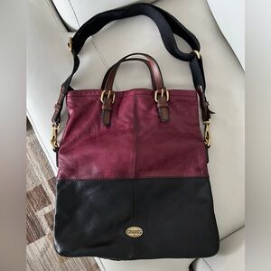 Fossil bag purse.  Two tone black and burgundy.